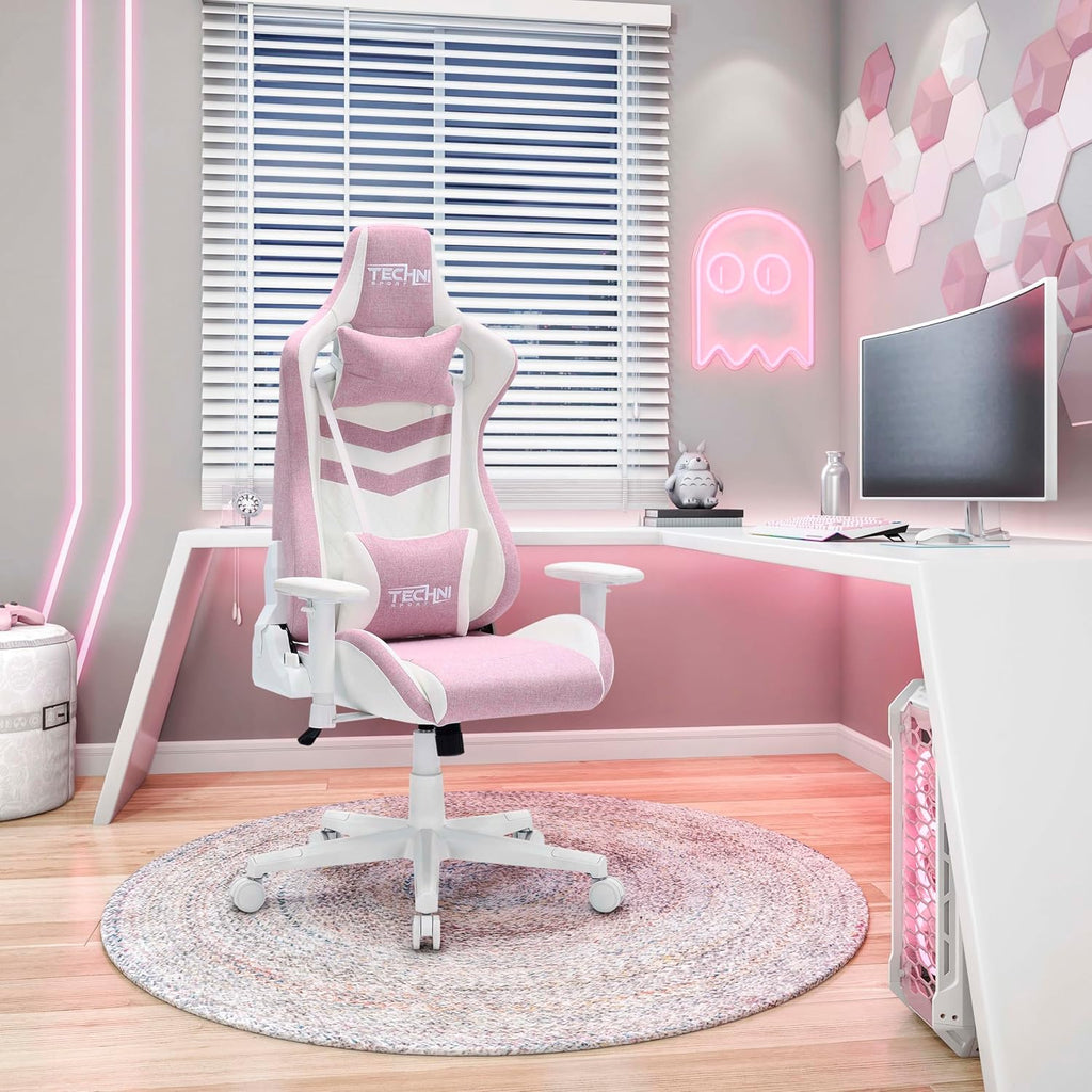Ergonomic Office Gaming Chairs for Adults 400 Lb, High-Back Computer Desk Chair with 2D Armrests, 150° Swivel, Lumbar Support,Comfy Reclining Cute Chair for Home Computer,for Small Spaces,Pink
