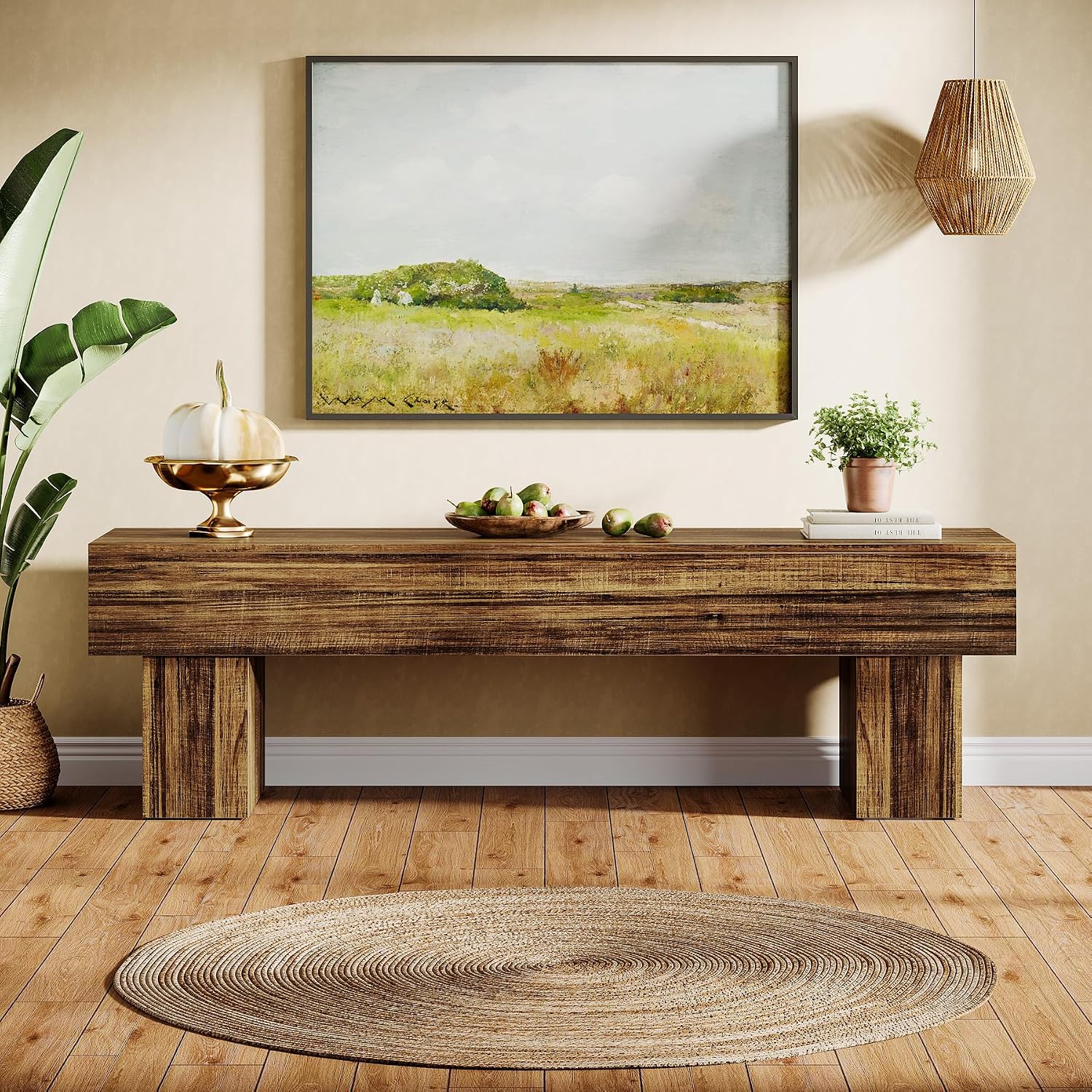 Tribesigns 63' TV Stand, Farmhouse Entertainment Center, Low TV Console Table for Living Room, Long Media Console Television Stands for 55/60/65 Inch TV
