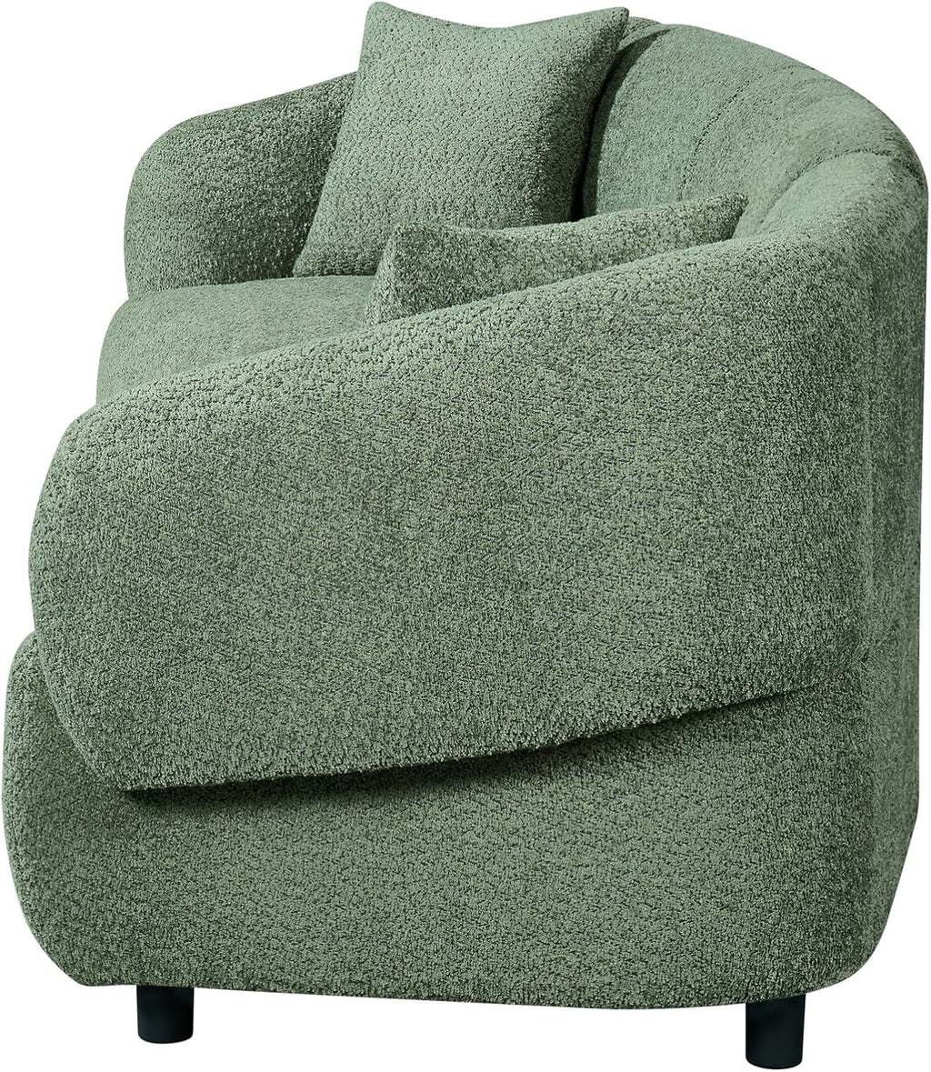 Christopher Knight Home Obito Boucle Upholstered 3-Seater Sofa, Modern Home Sofa Living Room, Wooden Large Upholstered Sofa Couch for Apartment/Home Office, Olive Green