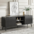 Oubayajia Mid Century Modern TV Stand for Televisions up to 70 Inches, with Sliding Doors and Storage, Television Stands, TV Consoles, Media Consoles for Living Room, 63 Inch (Black)