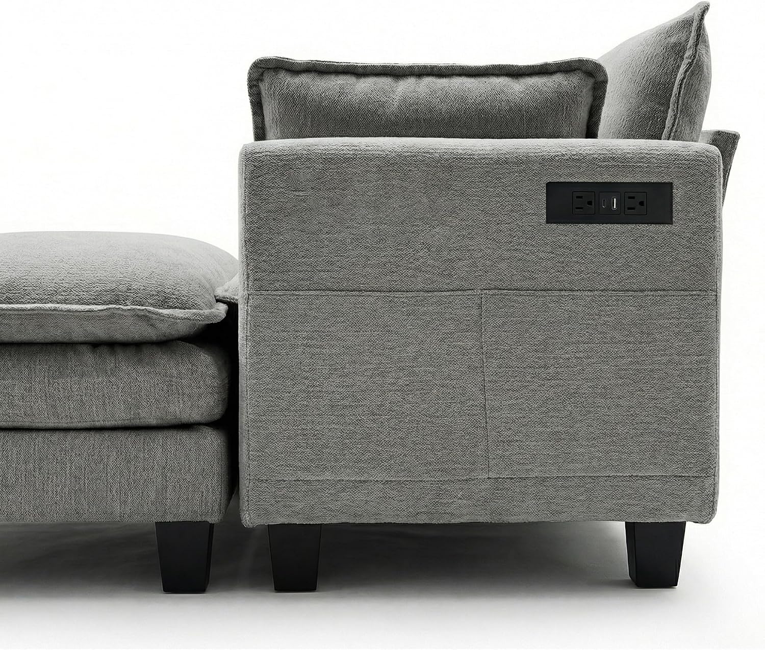 Eafurn Modular Sectional Sofa with Movable Ottomans for Living Room, 4 Seater Convertible U Shaped Sectional Couch Modern Reversible Chenille Sofa Set w/USB Ports and Side Pockets