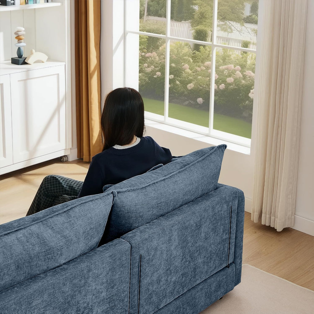 Eafurn Oversized Reversible Modular Sectional Sofa with Movable Ottoman, 4 Seater Convertible L Shaped Corner Couch Modern Chenille Sofa Set w/Double Layers Seat Cushions for Living Room Apartment