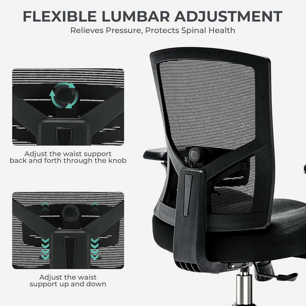 Big and Tall Office Chair 500lbs, Ergonomic Oversize Mesh Desk Chair, Heavy Duty High Back Computer Chair with Wide Thick Seat Cushion, Adjustable Lumbar Support, 4D Armrests