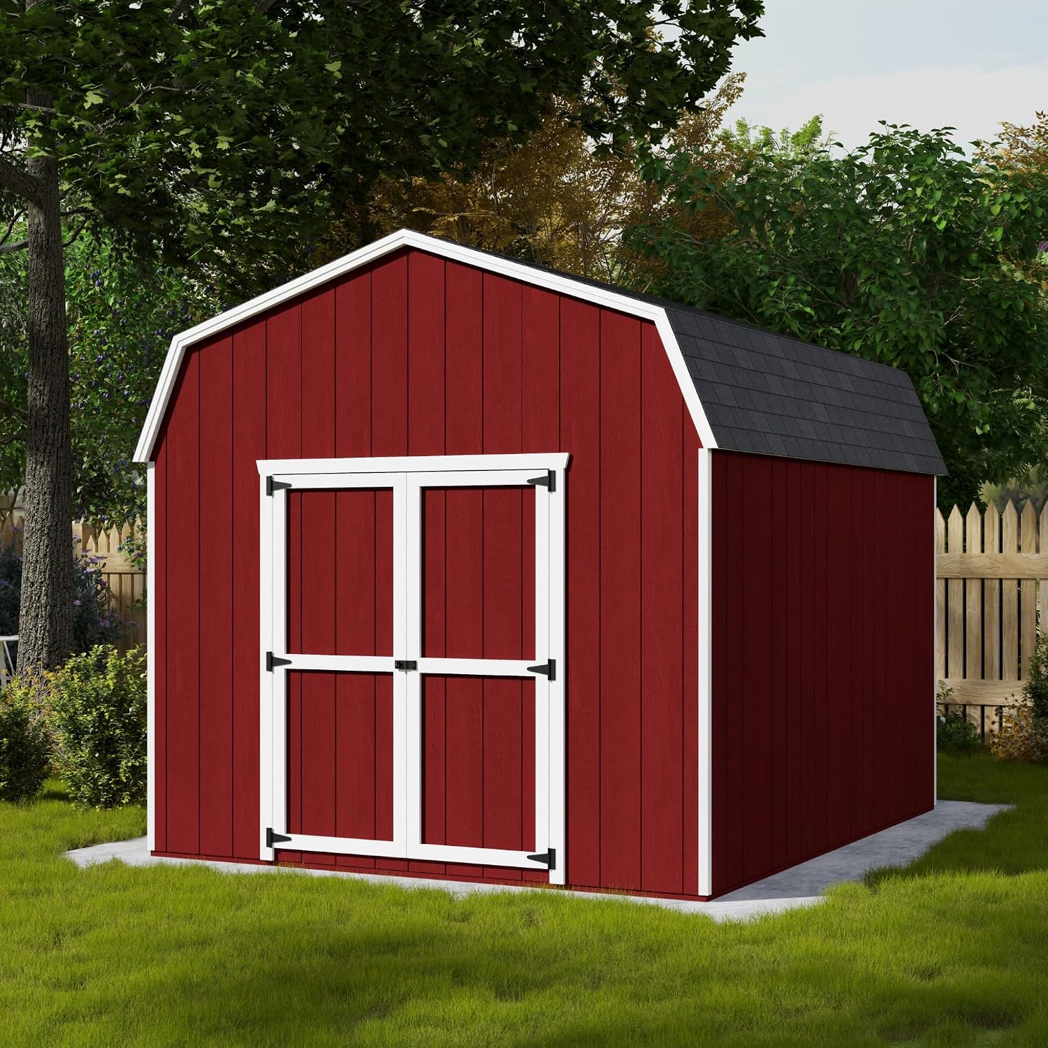 Little Cottage Co. 10x12 Value Gambrel Barn with 6 ft. Sidewalls with Floor, Outdoor Wood Storage Shed Do-It-Yourself Precut Kit