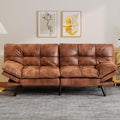 Convertible Futon Sofa Bed,Faux Leather Futon Couch,Memory Foam Futons Bed,Small Splitback Modern Loveseat Sleeper Sofa for Living Room,Office,Apartment,Brown