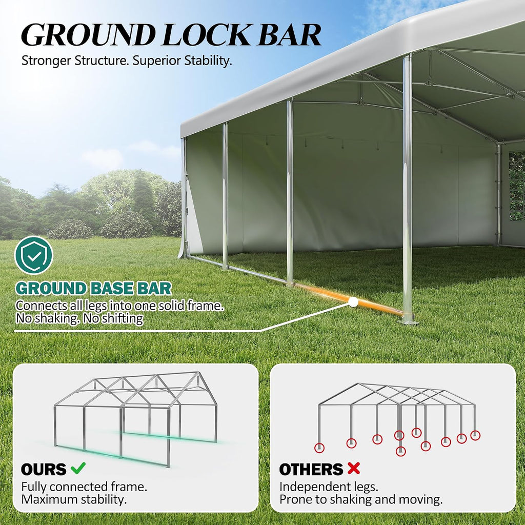 GARTOO 20' x 20' Heavy Duty Party Tent - Outdoor Wedding Gazebo Event Shelter Canopy with Removable Sidewall & 4 Sand Bags for Outdoor Event, Wedding, Birthday Party