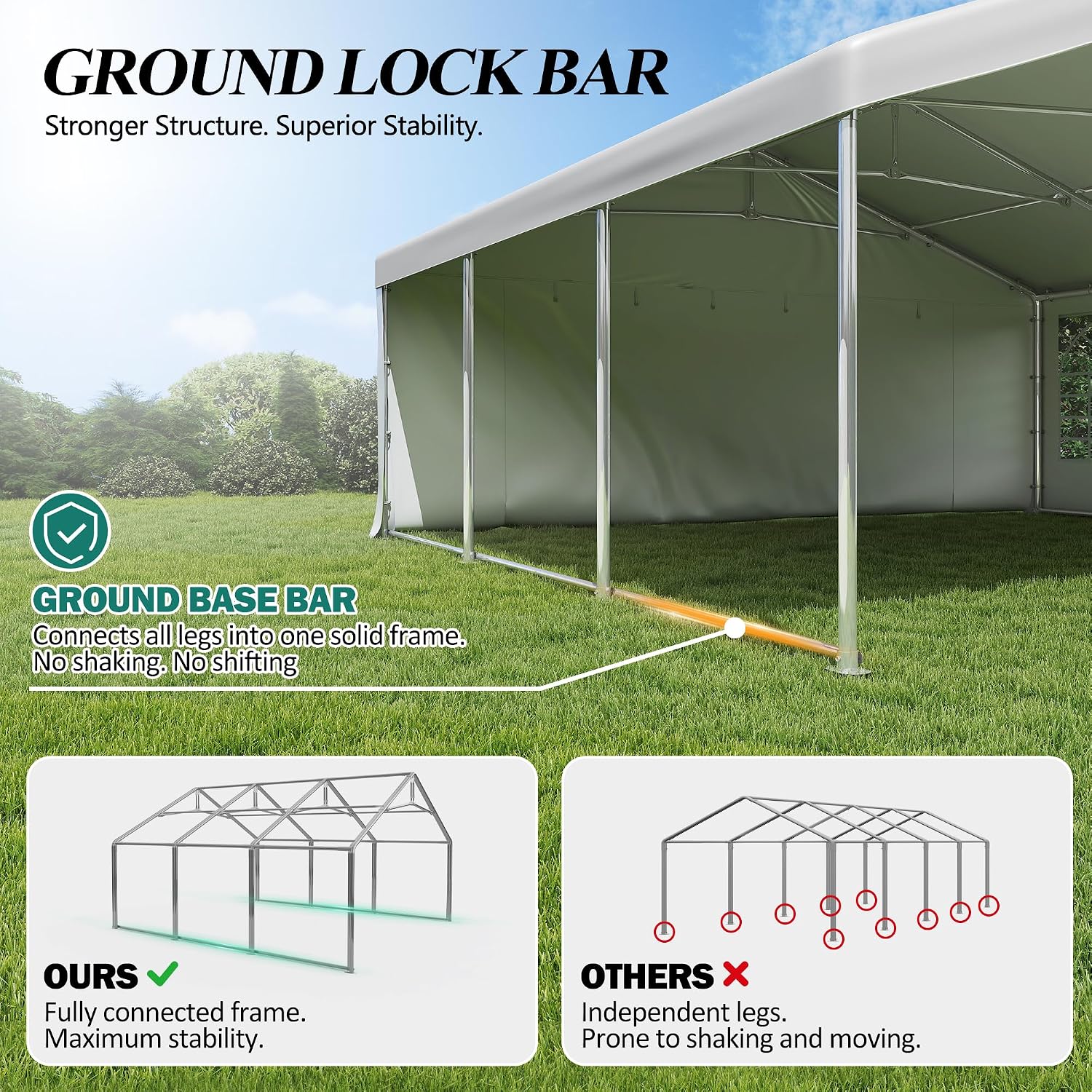 GARTOO 20' x 20' Heavy Duty Party Tent - Outdoor Wedding Gazebo Event Shelter Canopy with Removable Sidewall & 4 Sand Bags for Outdoor Event, Wedding, Birthday Party