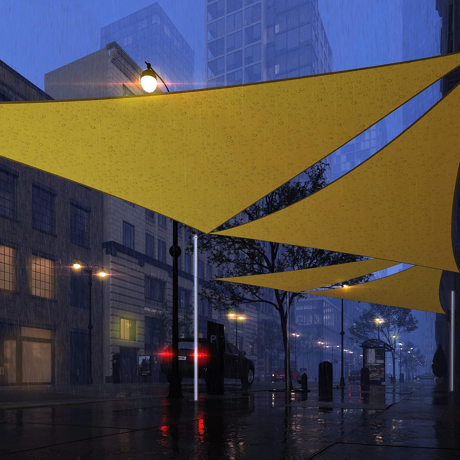 Royal Shade 14' x 20' x 24.4' Yellow Triangle Waterproof Sun Shade Sail Order to Make Canopy Awning, UPF50+ 95% UV Blockage Water Resistant, Outdoor Backyard Patio Garden (We Customize)