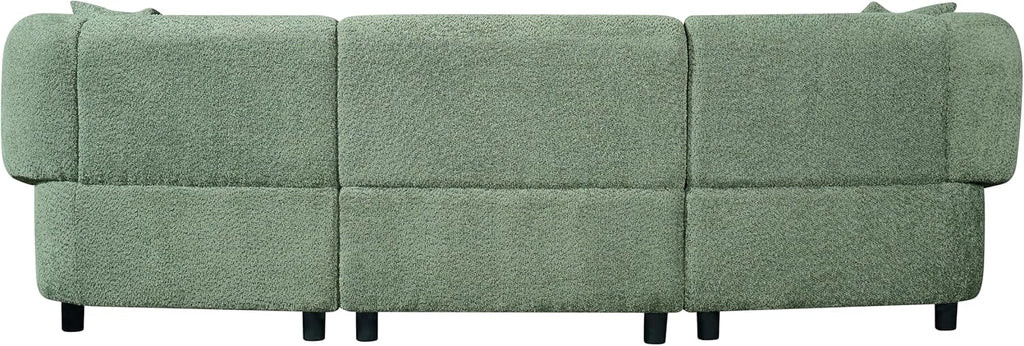 Christopher Knight Home Obito Boucle Upholstered 3-Seater Sofa, Modern Home Sofa Living Room, Wooden Large Upholstered Sofa Couch for Apartment/Home Office, Olive Green