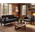 TYBOATLE Sofa Couch 62' W Loveseat w/ 2 USB Charger Ports & 2 Cupholders, Mid-Century Modern Black LeatherTufted Small Love Seat Couches for Office,Compact Living Room,Bedroom,Apartment,Dorm (2)