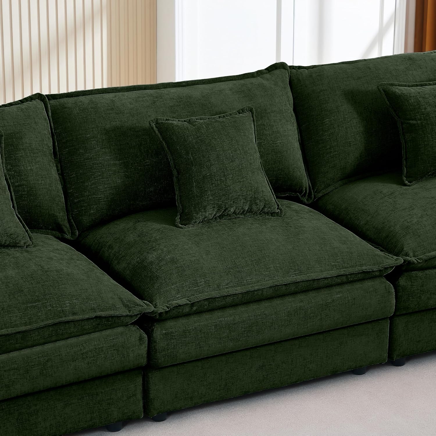 Eafurn Oversized Reversible Modular Sectional Sofa with Movable Ottoman, 4 Seater Convertible L Shaped Corner Couch Modern Chenille Sofa Set w/Double Layers Seat Cushions for Living Room Apartment