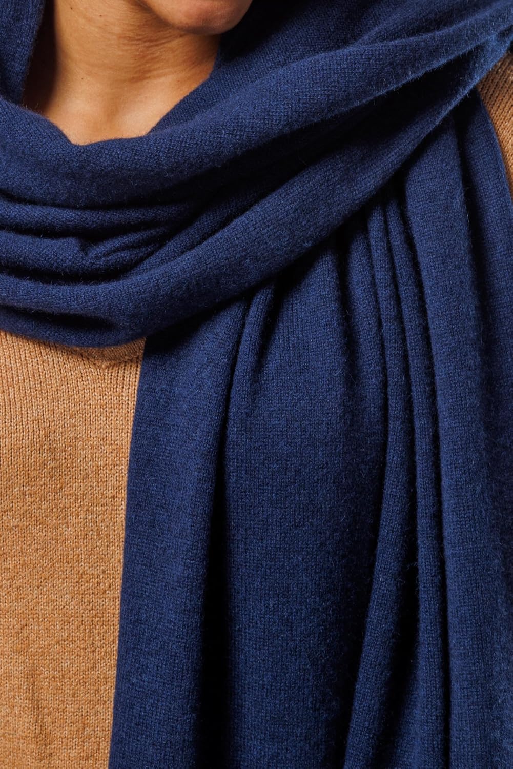 Fishers Finery Women's 100% Cashmere Knit Shawl Wrap with Fringe | Oversized 78' long by 28' wide