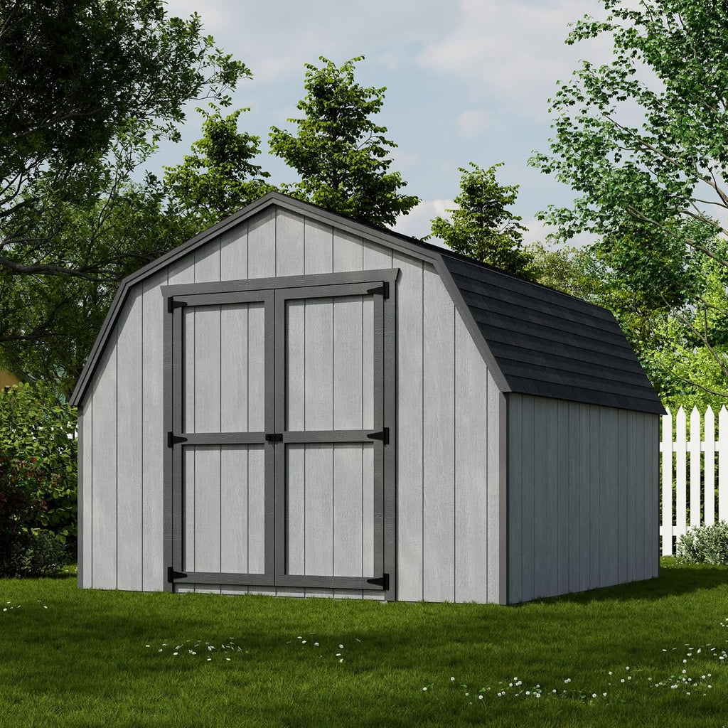 Little Cottage Co. 10x10 Value Gambrel Barn with 4 ft. Sidewalls with Floor, Outdoor Wood Storage Shed Do-It-Yourself Precut Kit