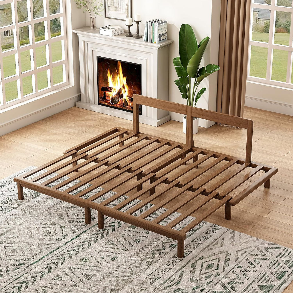 Lartis 78.7' Sofa Bed, Sleeper Pull Out Couch, Modern Couch Convertible Modern Futon for Living Room/Apartment/Bedroom, Modular Design Sofa,Full Solid Wood Frame（Beige,Tech Cloth）
