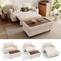 LINSY HOME Sectional Sleeper Sofa with Pull Out Couch Bed for Living Room (Beige) | Plush Corduroy, Storage Ottoman, Storage Chaise, Pull Out Couch, USB Charging