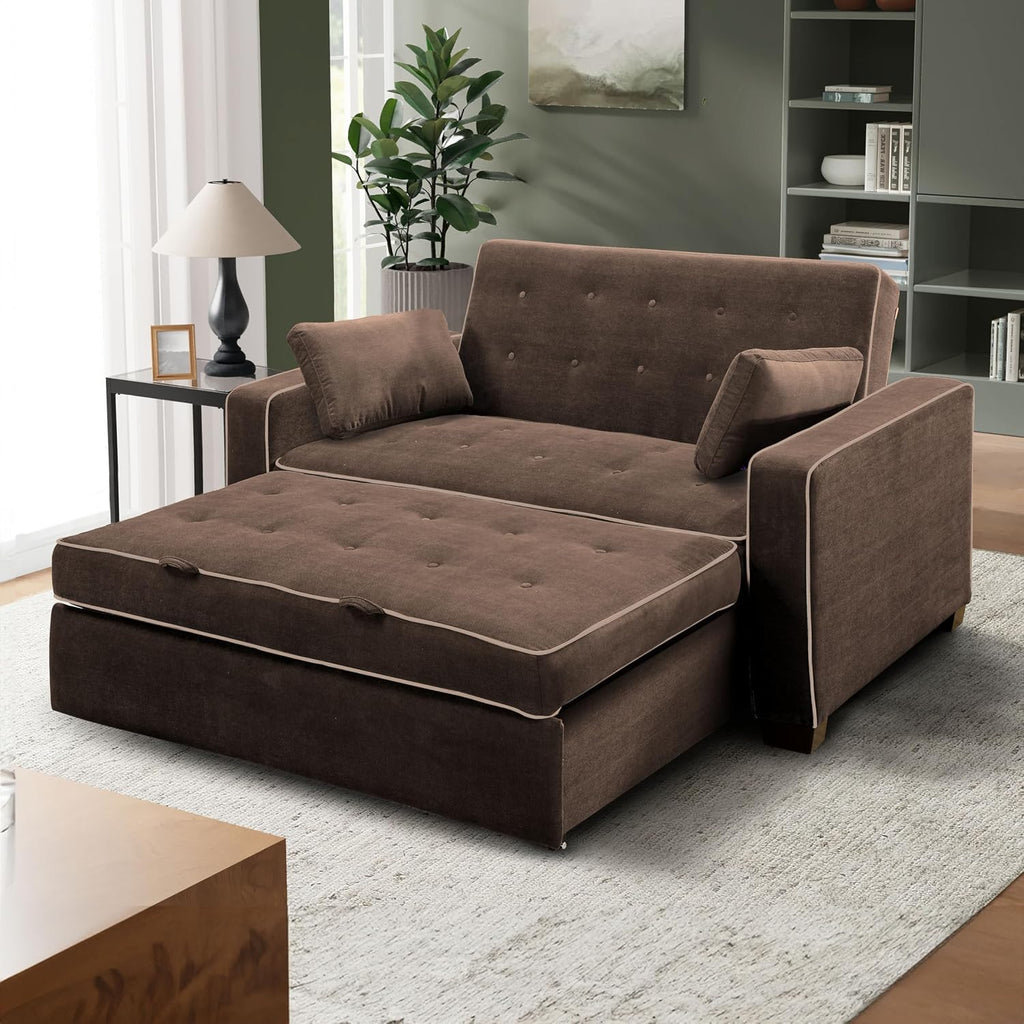 Serta Ainsley Loveseat with Pull Out Sleeper Microfiber Java Full