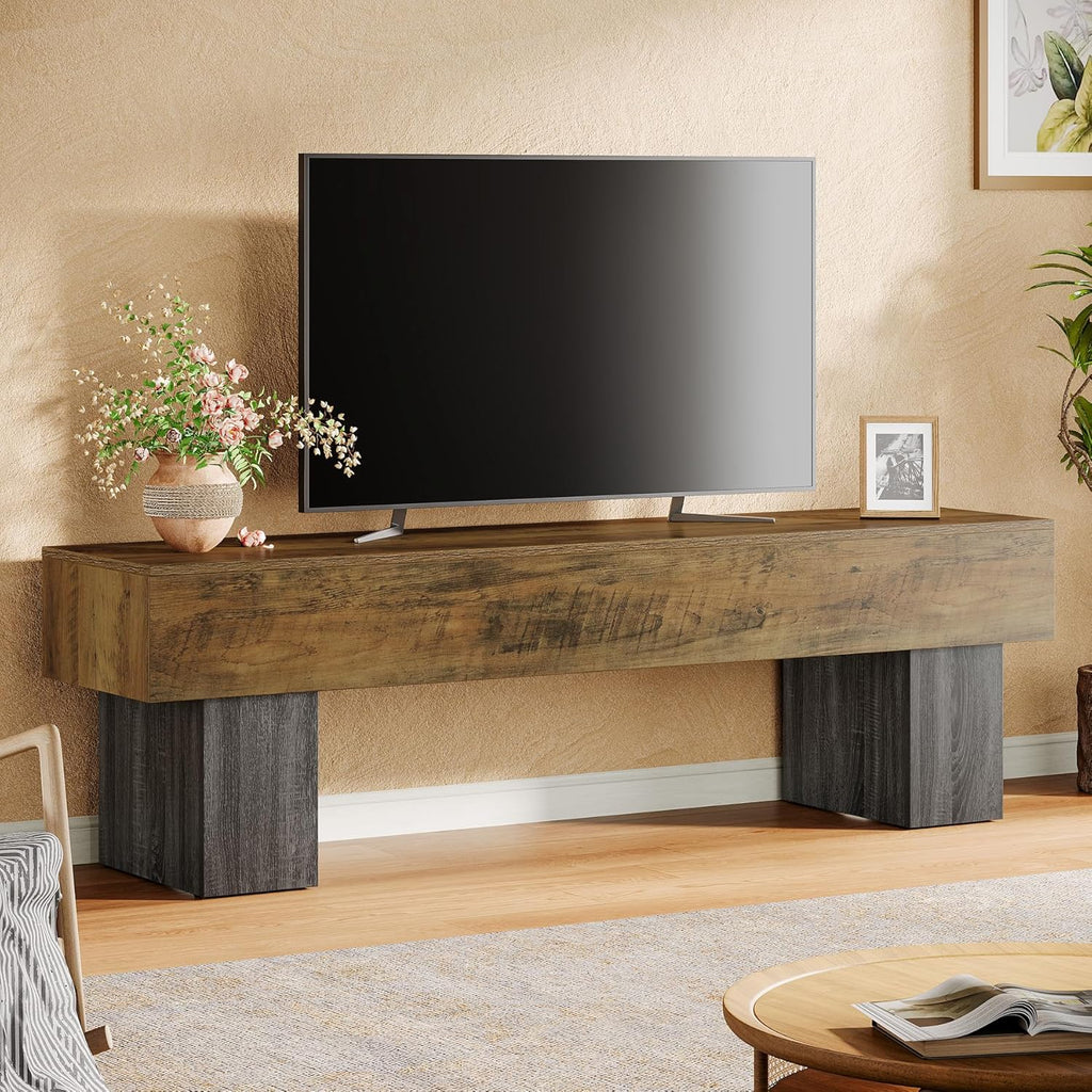 Tribesigns 63' TV Stand, Farmhouse Entertainment Center, Low TV Console Table for Living Room, Long Media Console Television Stands for 55/60/65 Inch TV