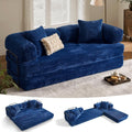 ovios 81' Folding Sofa Bed, Foldable Sleeper Boneless Couch with Pull Out Beds, Modular Convertible Floor Futon Loveseat Lounger for Living Room (Faux Fur, Blue)