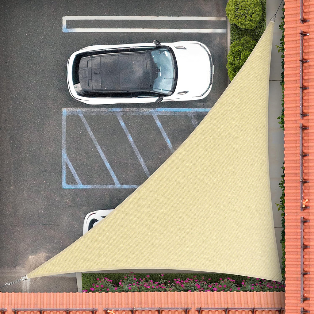 Royal Shade 14' x 20' x 24.4' Beige Right Triangle Sun Shade Sail Order to Make RTAPT28, UPF50+ 95% UV Blockage, 200GSM Commercial Standard Heavy Duty, 3 Years Warranty (We Make Custom Size)