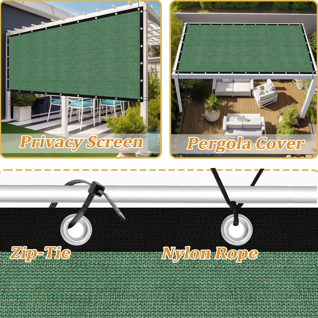 Shade&Beyond Customized Size 90% Sun Shade Cloth with Grommets, 14' X 20' Pergola Shade Cover Canopy, Mesh Tarp Sun Screens for Patio, Outdoor, Garden, Backyard GN09, Green