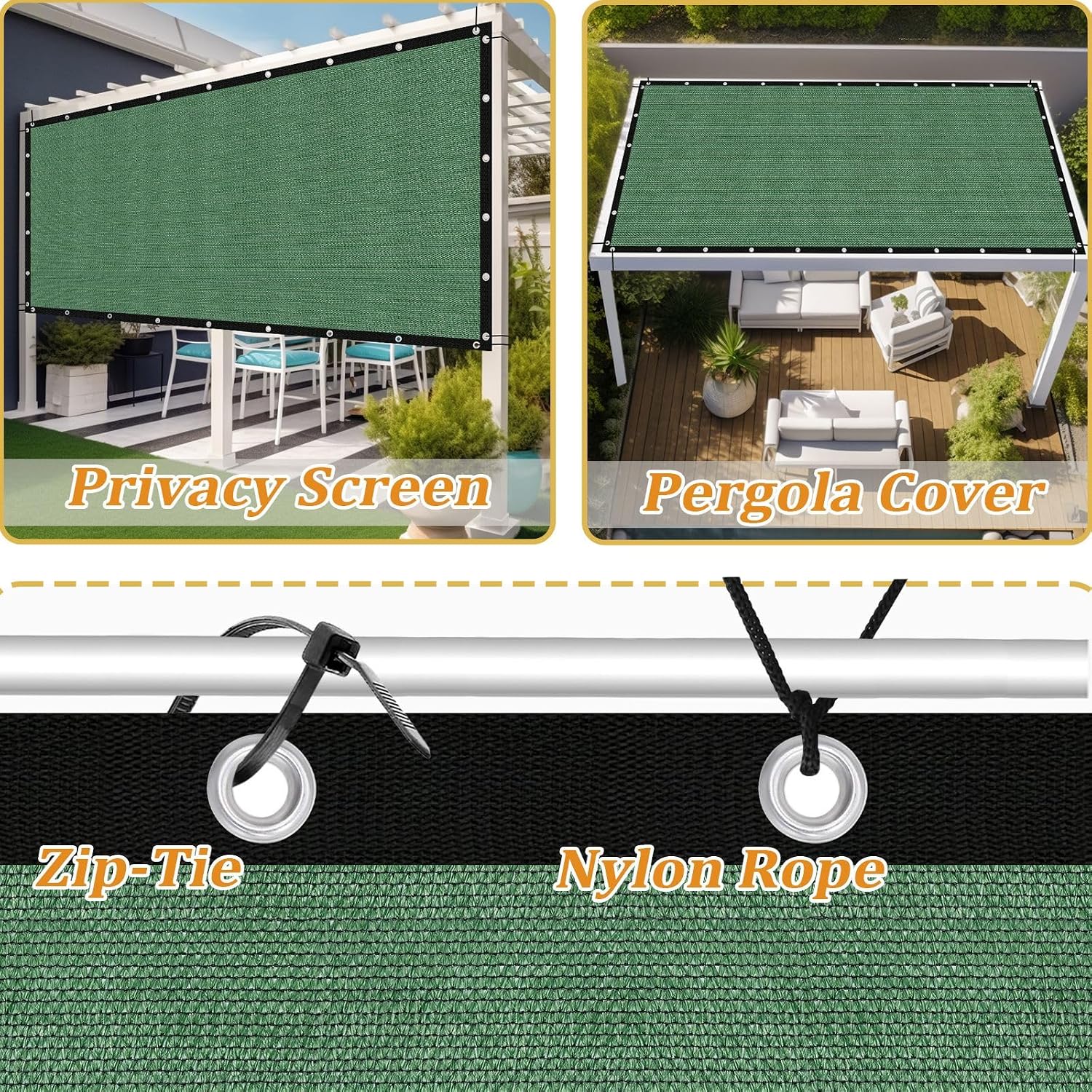 Shade&Beyond Customized Size 90% Sun Shade Cloth with Grommets, 14' X 20' Pergola Shade Cover Canopy, Mesh Tarp Sun Screens for Patio, Outdoor, Garden, Backyard GN09, Green