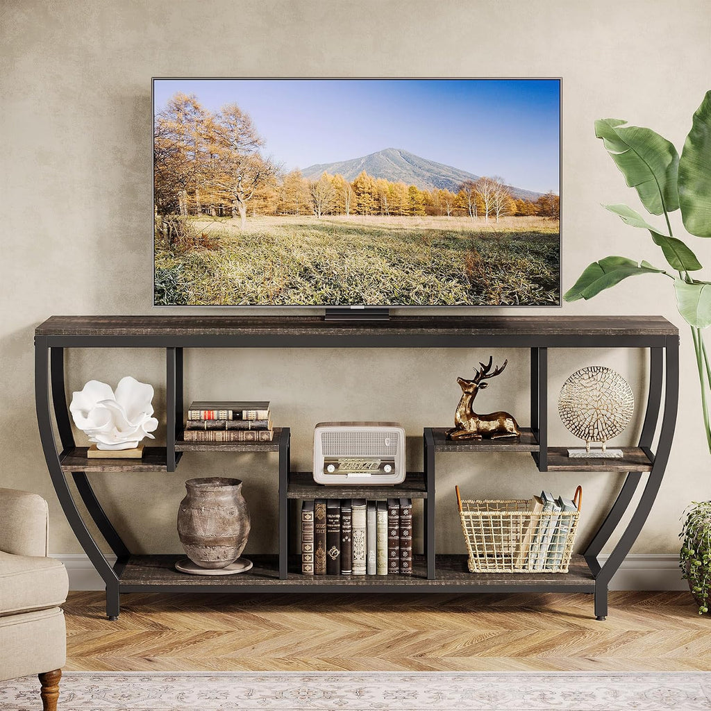 Tribesigns TV Stand for Televisions up to 80 Inches, 70.9 Inches Entertainment Center with Storage Shelves, Wood TV Media Console Table Unit for Living Room, Bedroom, Dark Grey