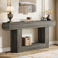 Tribesigns 63' Console Table, Farmhouse 2-Tier Entryway Table with U-Shaped Base, Narrow Long Wood Sofa Table Behind Couch Table for Living Room, Hallway, Foyer, Gray