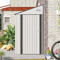 YOPTO 4x8 FT Outdoor Metal Storage Shed,Waterproof Lean to Tool Sheds,Heavy-Duty Unit with Single Hinge Side Door and Ventilation Windows,Weather Resistant,for Backyard,Patio,Lawn,White
