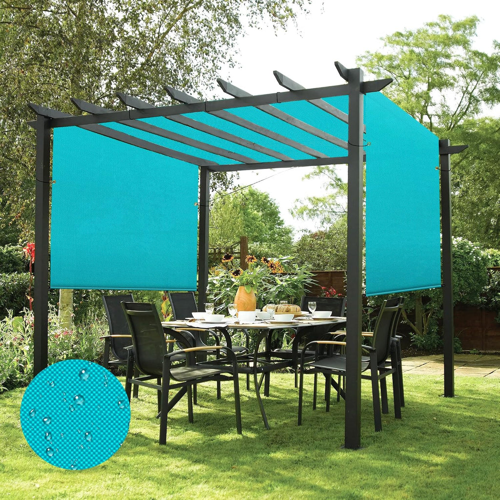 Patio 8' x 4' Waterproof Pergola Canopy Replacement Shade Cover Sun Sail for Deck Porch Backyard Shade Cloth Tarp with Grommets Rods Privacy Shade Screen, Turquoise