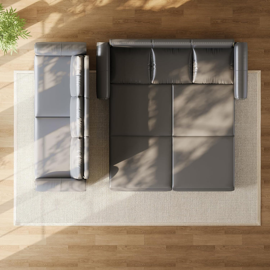 93.7' King Pull Out Sofa Bed, Faux Leather Sleeper Sofa Couch, 3 in 1 Convertible Futon Couches for Living Room, Small Space, Apartment, Office, Bedroom, Modern Rivet Armrest, Grey