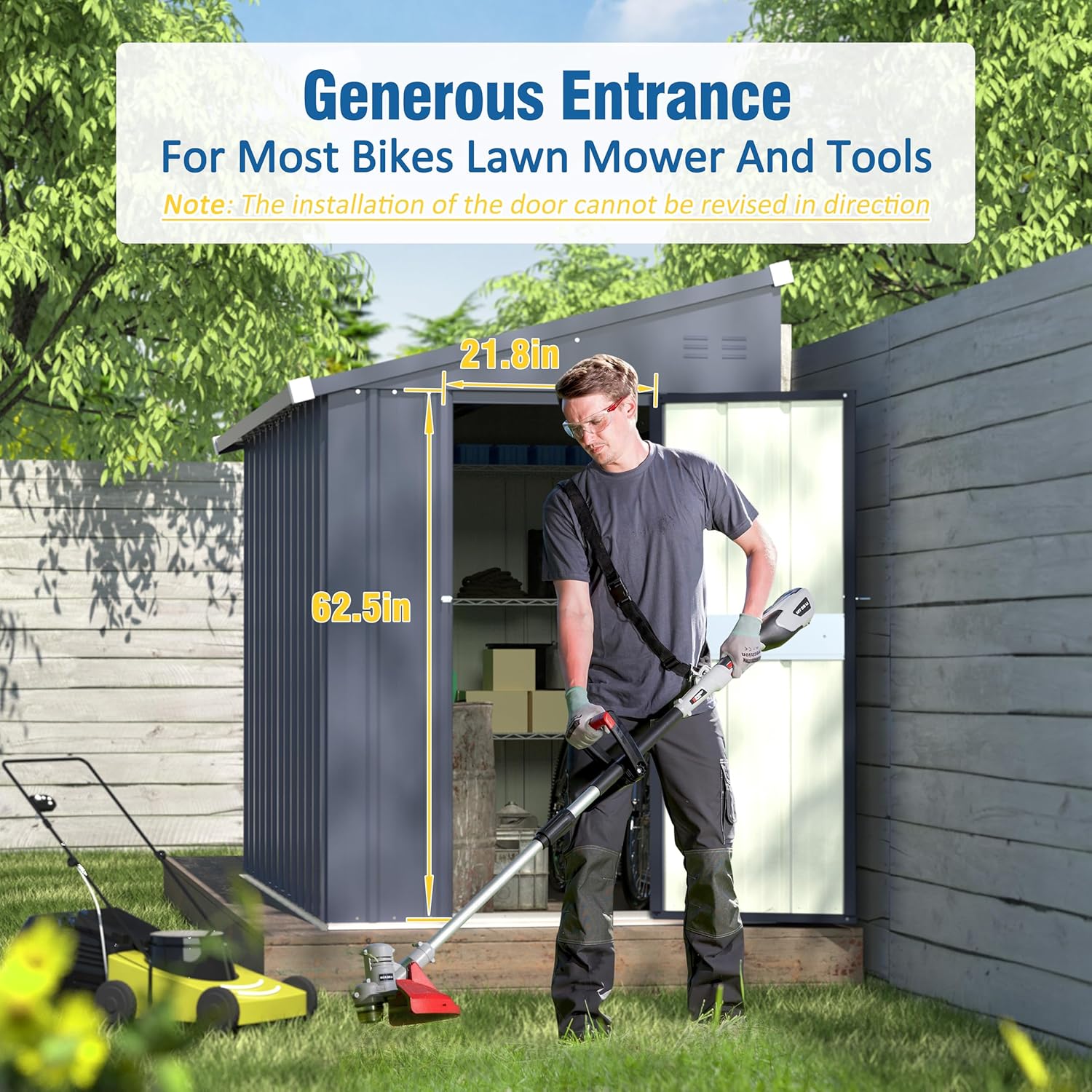 Yardenaler 4x6 FT Metal Outdoor Lean to Storage Shed, Garden Tool Shed Kit with Door & Lock, Waterproof Patio Utility Tool Shed for Backyard and Garden, Gray