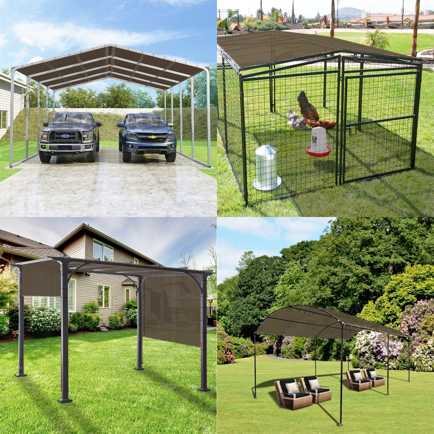 Windscreen4less 14' x 20' Sun Shade Sail Straight Edge Sun Shade Canopy Cover Outdoor with Grommets D-Ring UV Block for Pergola Backyard Patio (Brown)