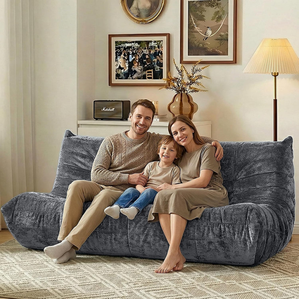HABUTWAY Bean Bag Chair, Giant Bean Bag Chairs for Adults, 3 Seater Fireside Chair, Lazy Large Floor Bean Bag Sofa for Living Room, Bedroom, Dorm, Office (Grey)