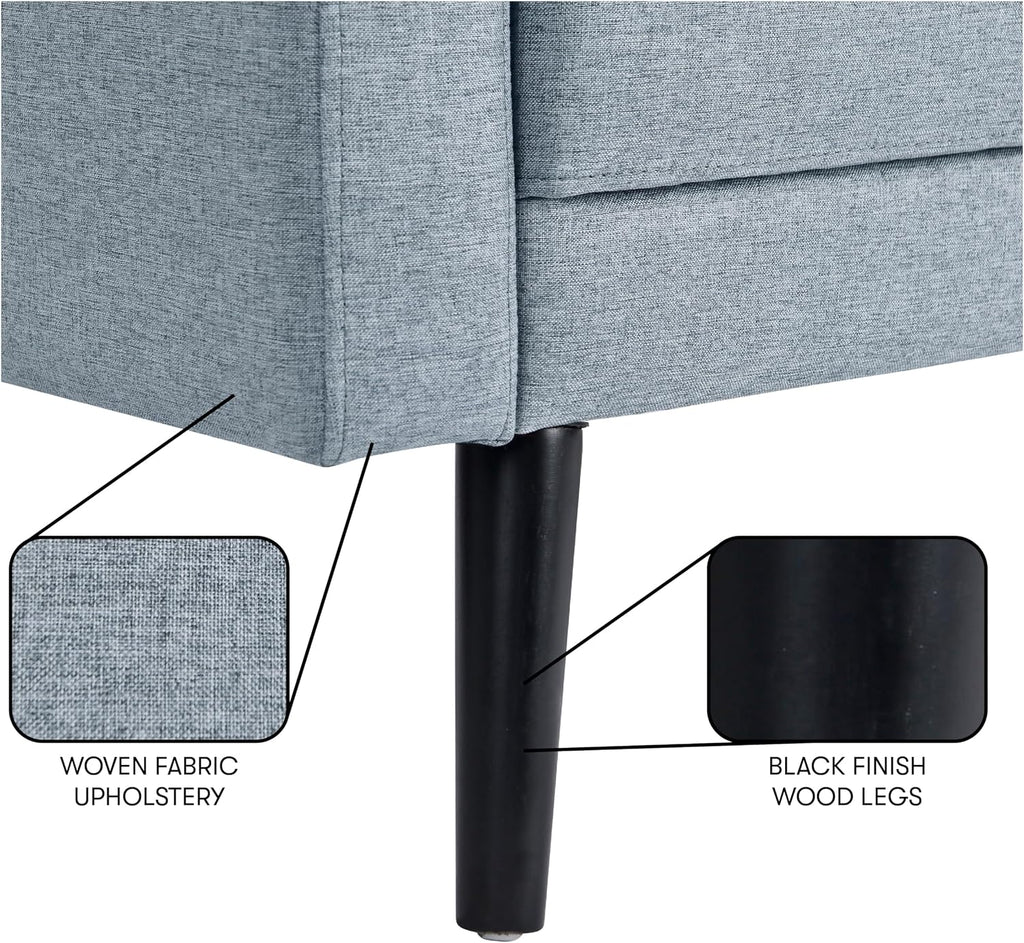 Serta Benrama 67' Soft Modern Sofa, Square Track Arms, Solid Wood Legs, Easy Assembly, Dream Coil Comfort, Soft Woven Polyester Fabric, Light Gray