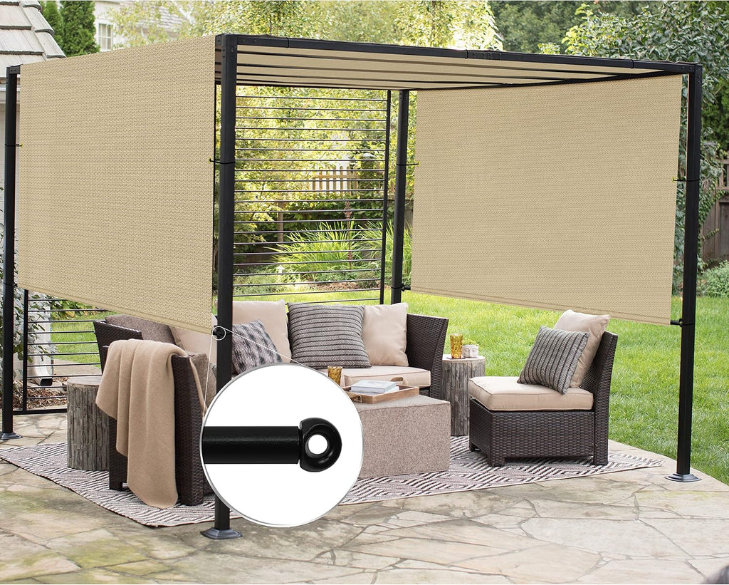 Patio 14' x 20' Pergola Cover Canopy Replacement Shade Cloth with Grommets Weighted Rods Outdoor Sun Shade Screen UV Block for Gazebo Backyard Deck Porch Balcony, Sand