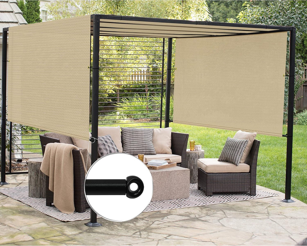 Patio 11' x 4' Pergola Cover Canopy Replacement Shade Cloth with Grommets Weighted Rods Outdoor Sun Shade Screen UV Block for Gazebo Backyard Deck Porch Balcony, Sand