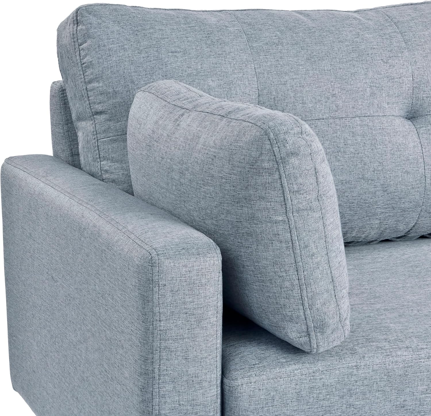 Serta Benrama 67' Soft Modern Sofa, Square Track Arms, Solid Wood Legs, Easy Assembly, Dream Coil Comfort, Soft Woven Polyester Fabric, Light Gray