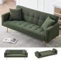 KEIKI 72' Folding Futon Sofa Couch w/Adjustable Backrest, Mid Century Modern Loveseat Convertible to Sleeper Bed, Small Comfy Teddy Cloud Couch SofaBed for Living Room & Bedroom, 2 Pillows, Green