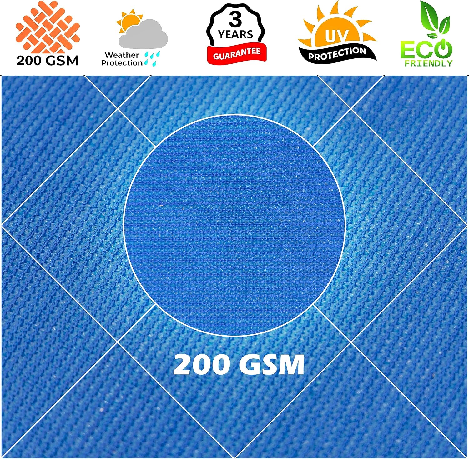 Royal Shade 14' x 20' x 24.4' Blue Right Triangle Sun Shade Sail Order to Make RTAPT20, UPF50+ 95% UV Blockage, 200GSM Commercial Standard Heavy Duty, 3 Years Warranty (We Make Custom Size)