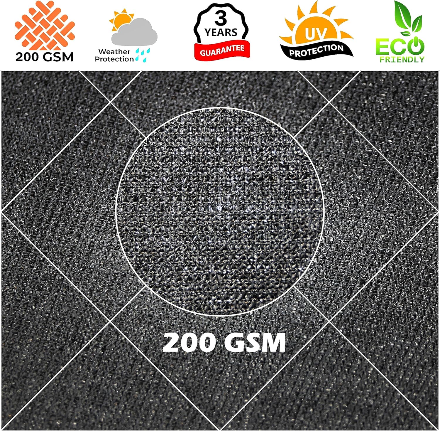 Royal Shade 12' x 16' CBlack Rectangle Square Sun Shade Sail Order to Make RTAPR0814 Canopy, UPF50+ 95% UV Blockage, 200GSM Commercial Standard Heavy Duty, 3 Years Warranty (We Make Custom Size)
