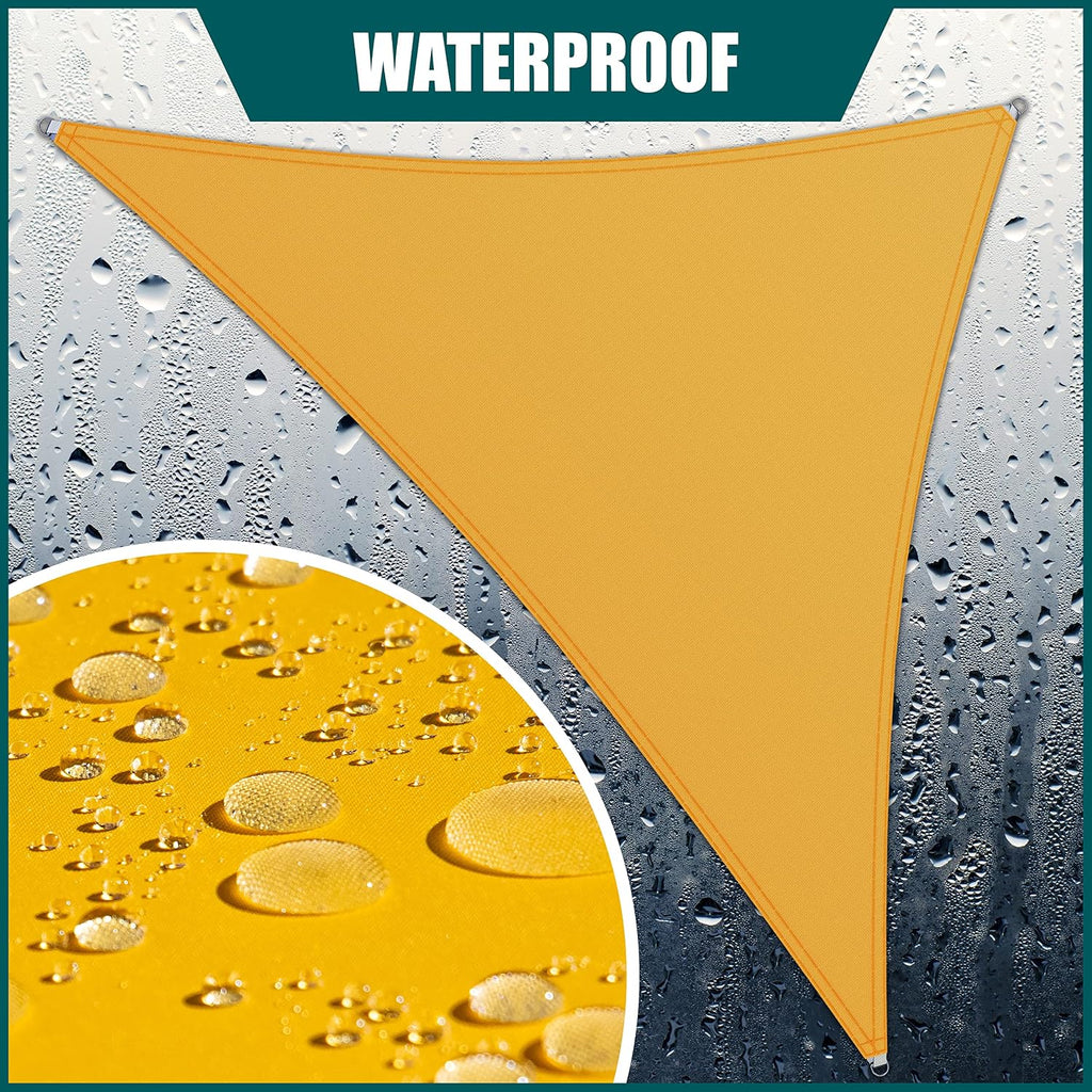 Royal Shade 14' x 20' x 24.4' Yellow Triangle Waterproof Sun Shade Sail Order to Make Canopy Awning, UPF50+ 95% UV Blockage Water Resistant, Outdoor Backyard Patio Garden (We Customize)