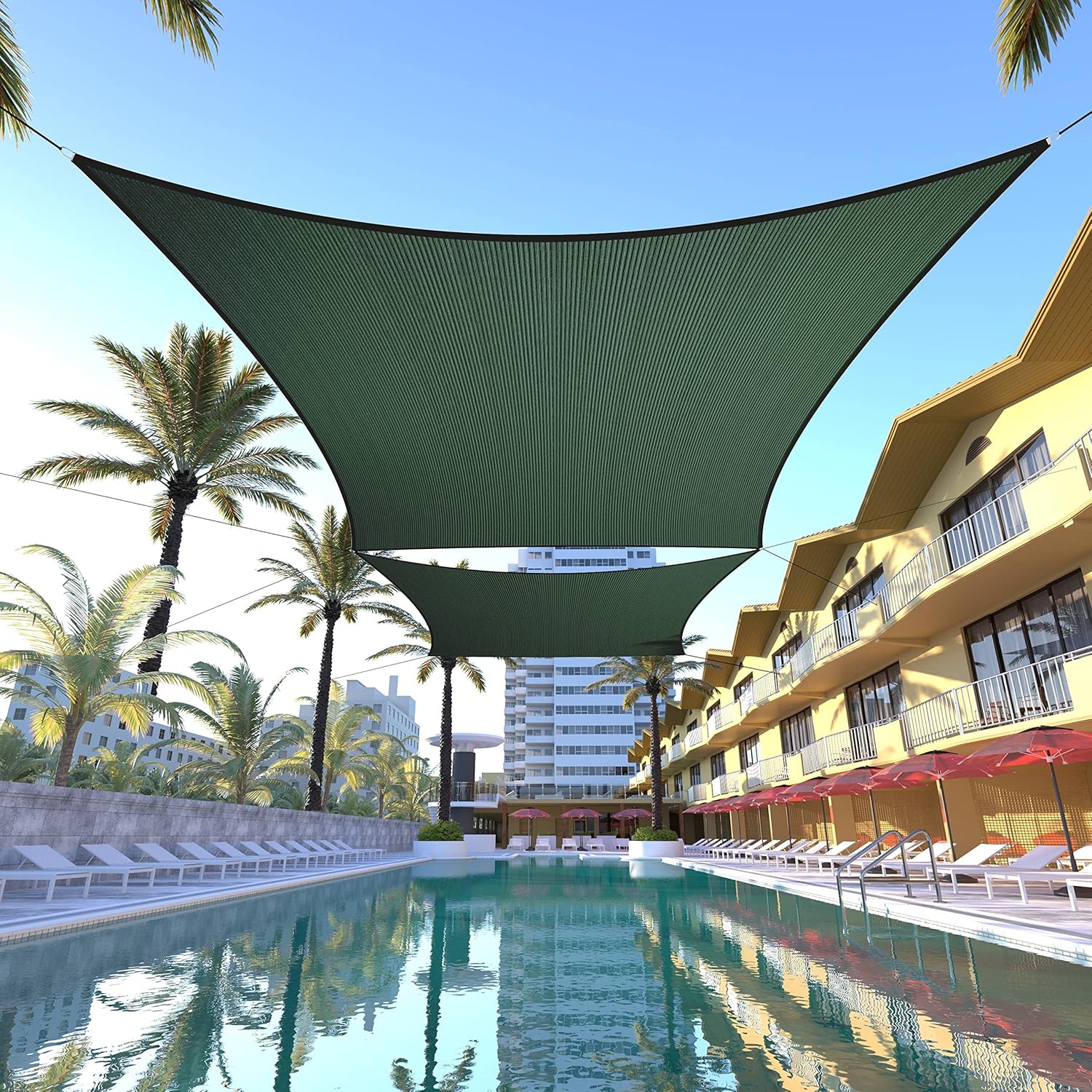 Colourtree CTAPS10 Custom Size 14' x 23' Green Sun Shade Sail Canopy UV Block UPF50  Rectangle - Commercial Standard Heavy Duty - 190 GSM - 3 Years Warranty
