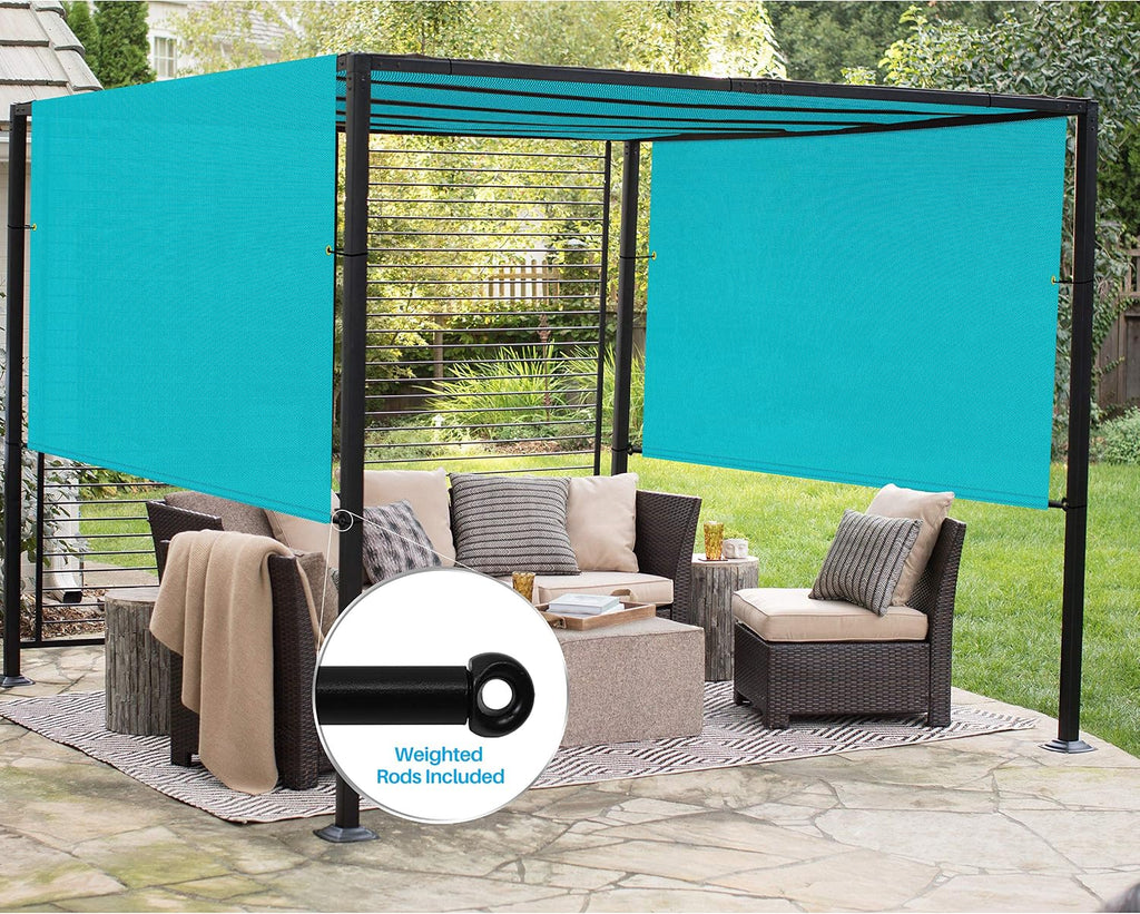 Patio 8' x 4' Waterproof Pergola Canopy Replacement Shade Cover Sun Sail for Deck Porch Backyard Shade Cloth Tarp with Grommets Rods Privacy Shade Screen, Turquoise