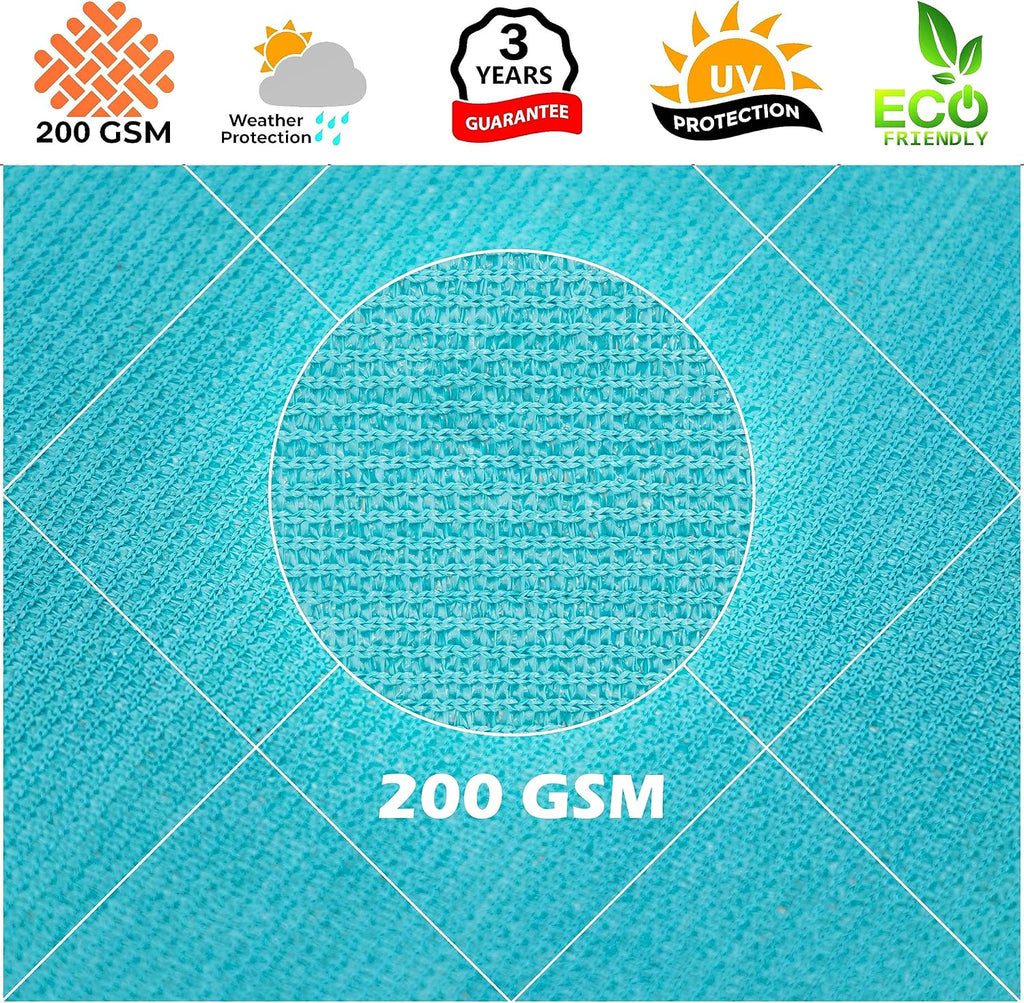 Royal Shade 12' x 16' Turquoise Rectangle Square Sun Shade Sail Order to Make RTAPR0812 Canopy, UPF50+ 95% UV Blockage, 200GSM Commercial Standard Heavy Duty, 3 Years Warranty (We Make Custom Size)