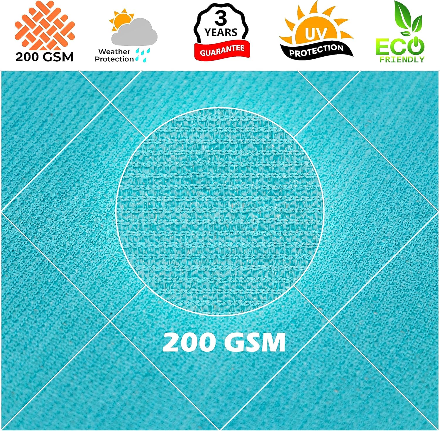 Royal Shade 12' x 16' Turquoise Rectangle Square Sun Shade Sail Order to Make RTAPR0812 Canopy, UPF50+ 95% UV Blockage, 200GSM Commercial Standard Heavy Duty, 3 Years Warranty (We Make Custom Size)