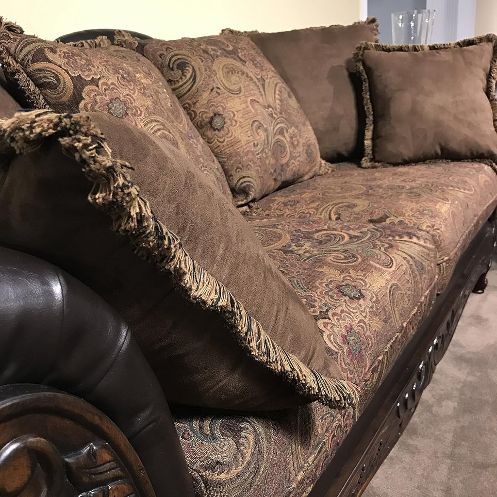 Roundhill Furniture San Marino 2-Tone Fabric Sofa, Chocolate