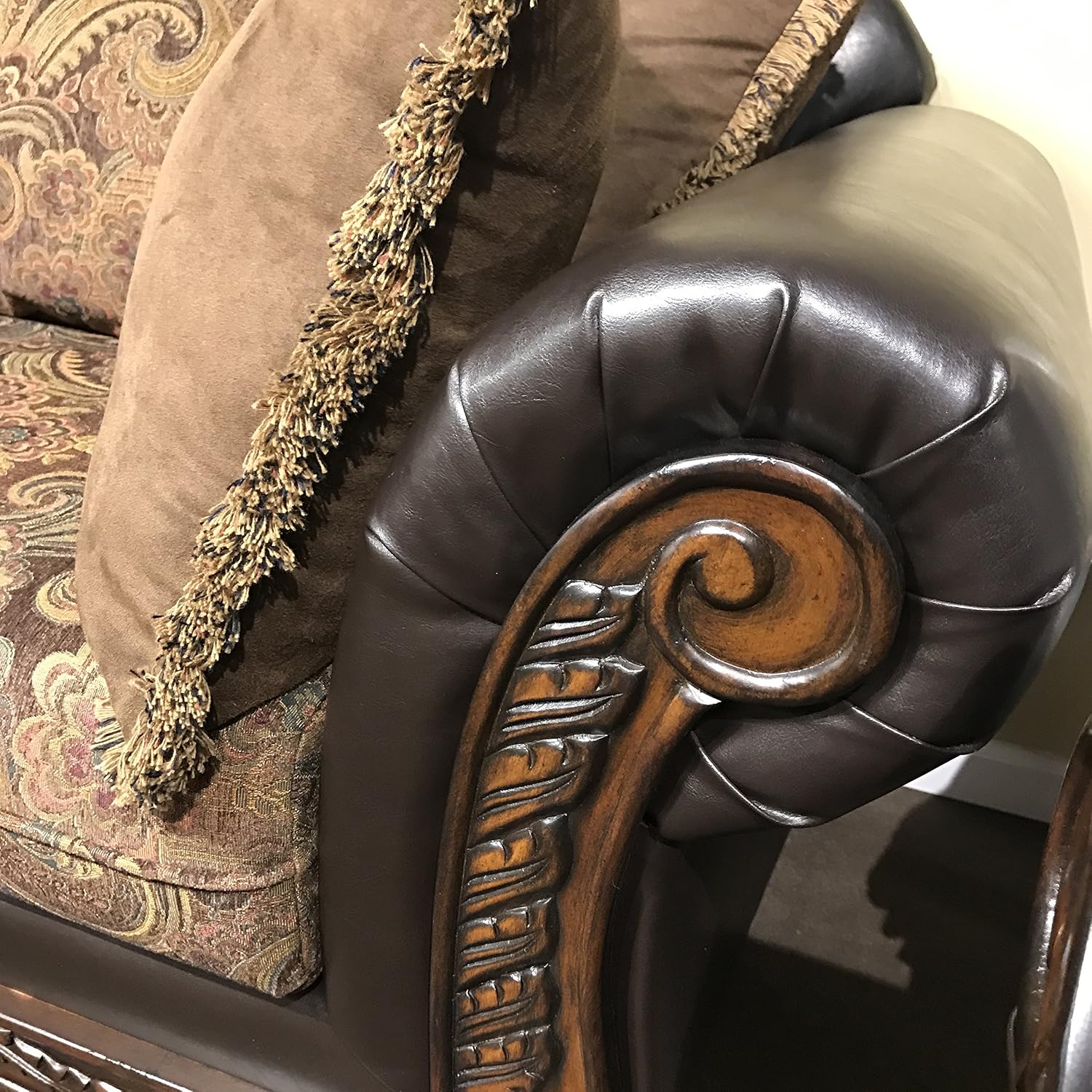 Roundhill Furniture San Marino 2-Tone Fabric Sofa, Chocolate