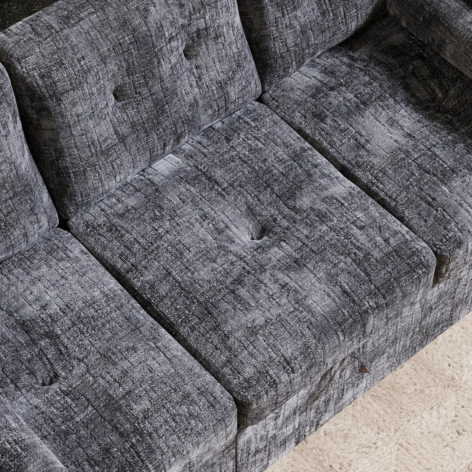 Convertible Sleeper Sofa Bed, 63 Inch Chenille Pull Out Couch with Side Table & Adjustable Backrest, Sectional Sleeper Sofa with Pull Out Bed for Living Room, Apartment, Gray