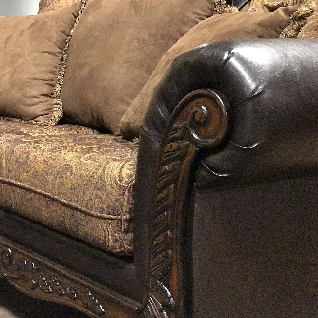 Roundhill Furniture San Marino 2-Tone Fabric Sofa, Chocolate