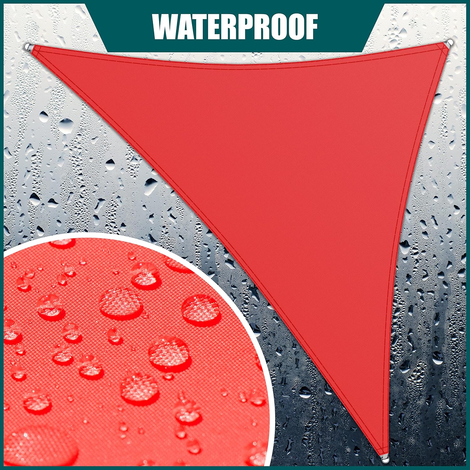 Royal Shade 14' x 20' x 24.4' Red Triangle Waterproof Sun Shade Sail Order to Make Canopy Awning, UPF50+ 95% UV Blockage Water Resistant, Outdoor Backyard Patio Garden (We Customize)